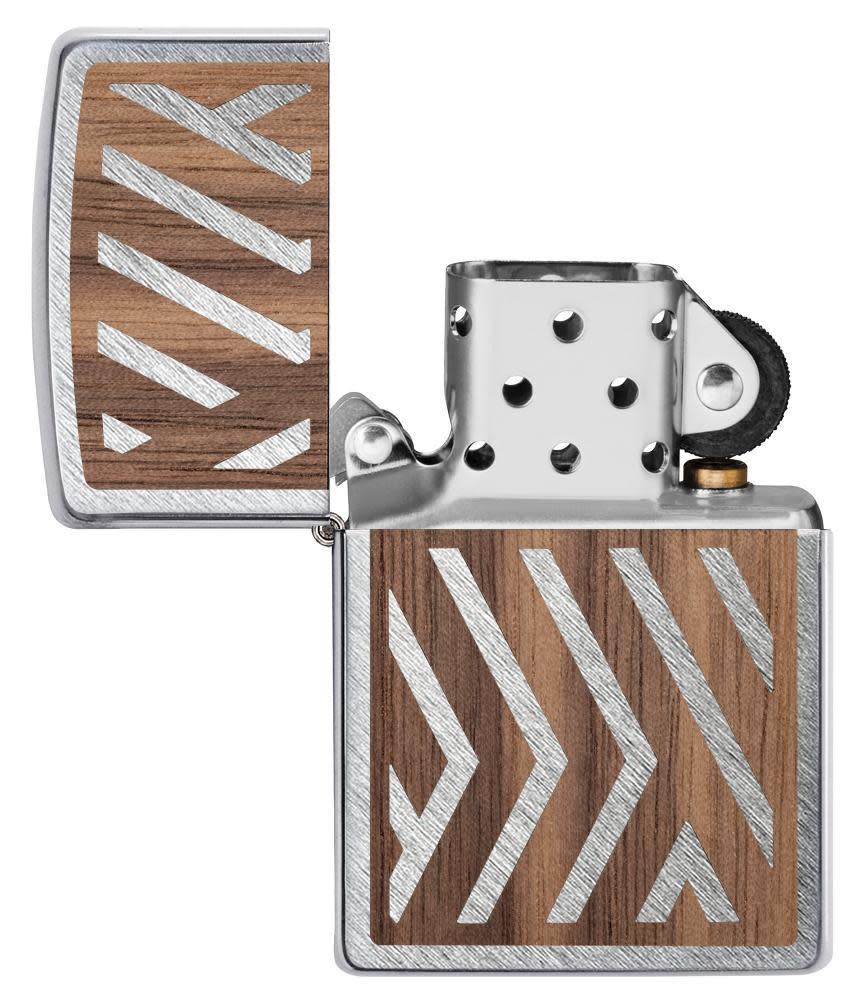 Zippo WOODCHUCK USA Herringbone Sweep, Street Chrome Lighter #29902