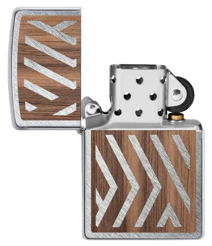 Zippo WOODCHUCK USA Herringbone Sweep, Street Chrome Lighter #29902