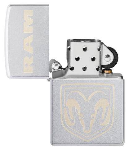 Zippo Ram Truck Automobile Logo, Satin Chrome Laser Engrave Lighter #48763