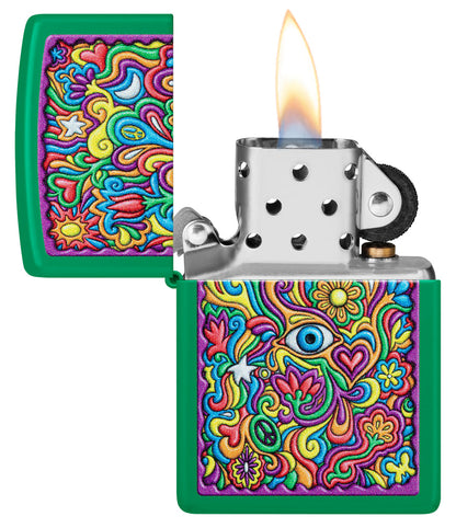 Zippo Trippy Design, Grass Green Matte Lighter #48957