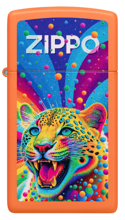 Zippo Leopard Zippo Logo Design, Slim Orange Matte Lighter #46018