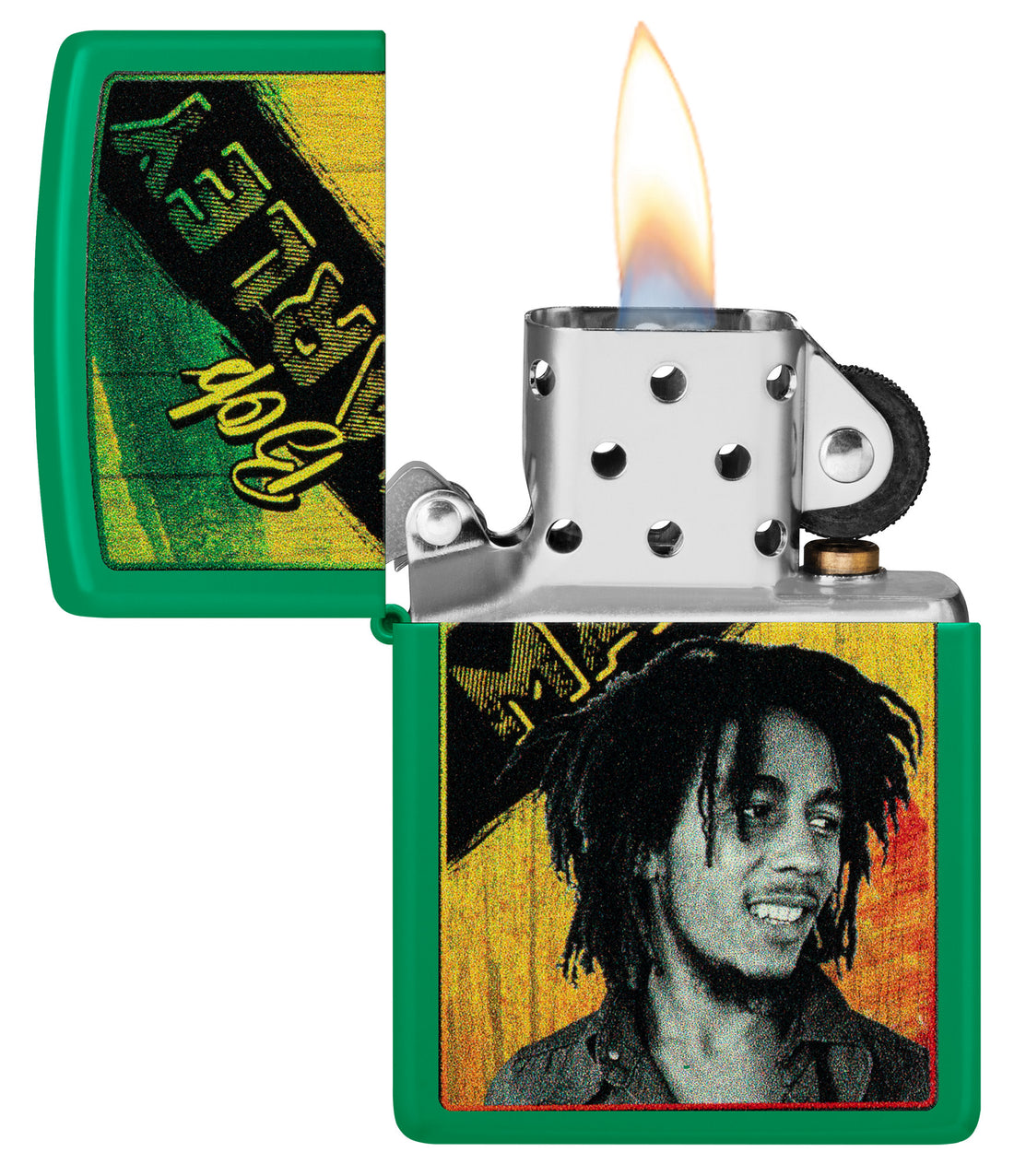 Zippo Bob Marley King of Reggae, Grass Green Matte Lighter #46152