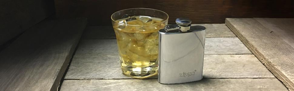 Zippo Flask, 3 oz Capacity, Stainless Steel with Zippo Logo #122228