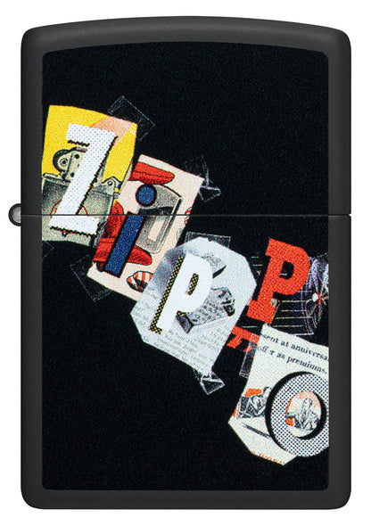 Zippo Cut and Paste Design, Black Matte Finish Lighter #46597