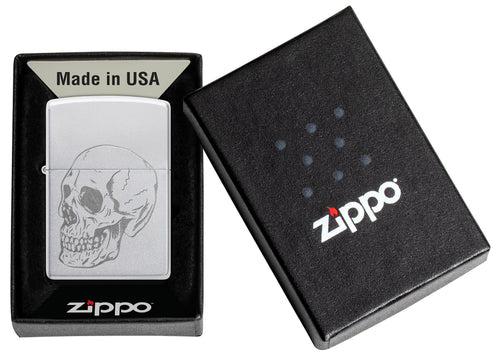 Zippo Subtle Skull Design, Satin Chrome Finish Lighter #46749