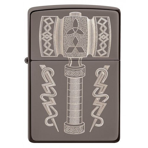 Zippo Thor's Hammer Design, Black Ice Finish, Windproof Lighter #49404