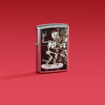 Zippo Skateboard Skeleton Design, Street Chrome Lighter #48911