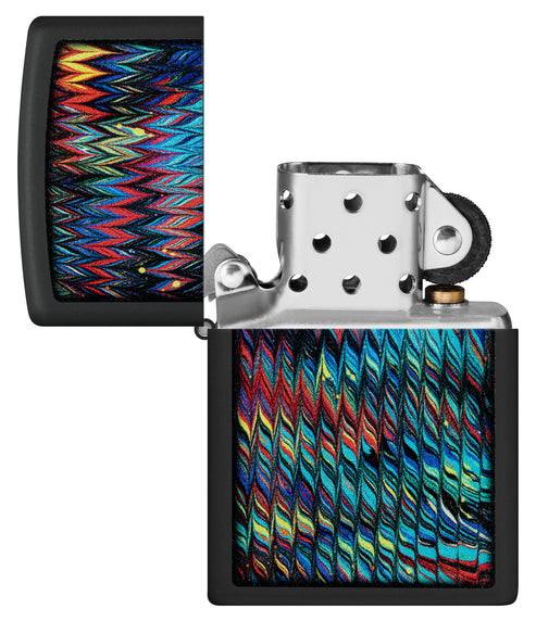 Zippo Paint Pour Design, Black Matte Lighter #46169