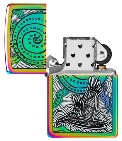 Zippo John Smith Gumbula Aboriginal Art Soaring Bird, Multi Color Lighter #48964