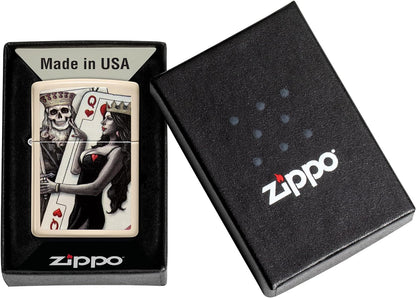 Zippo Skull King and Queen Playing Card, Flat Sand Lighter #49942