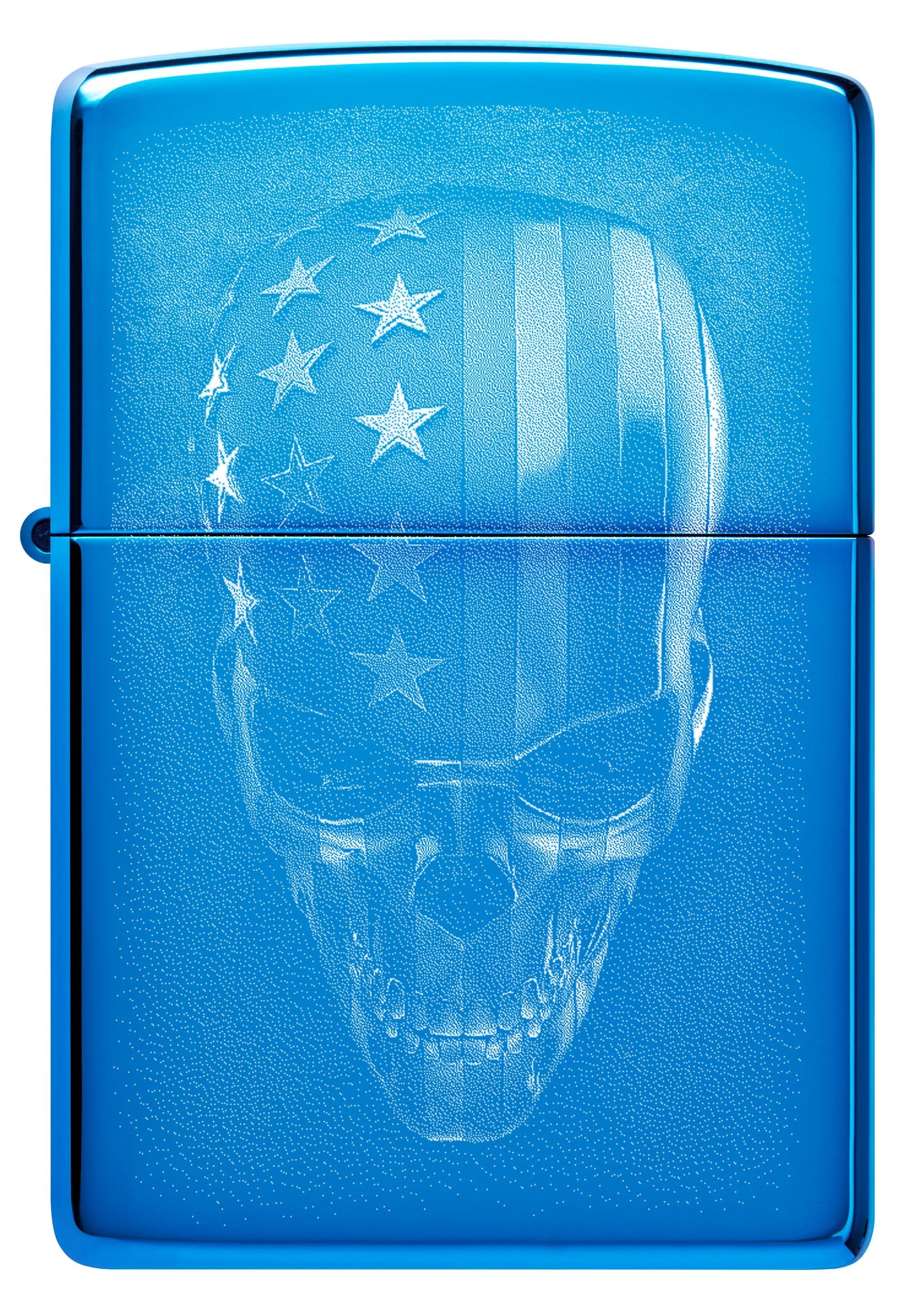 Zippo USA Skull Design, High Polish Blue Lighter #48739