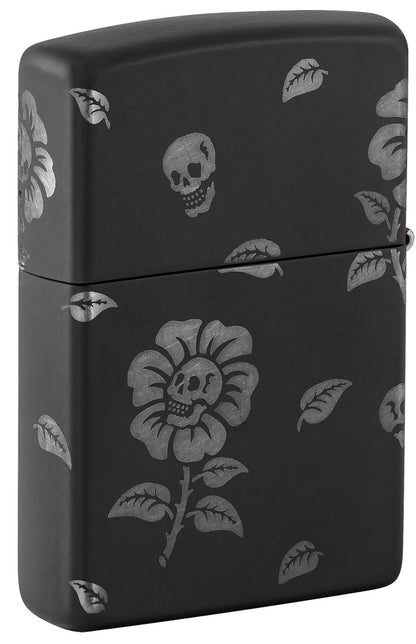 Zippo Flower Skulls 360 Design, Black Matte Lighter #48931