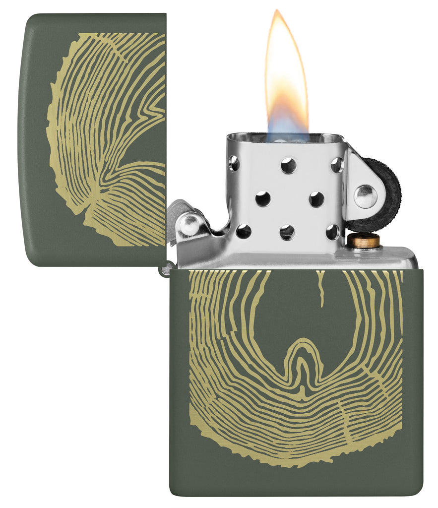 Zippo Wood Ring Design, Green Matte Lighter #48959