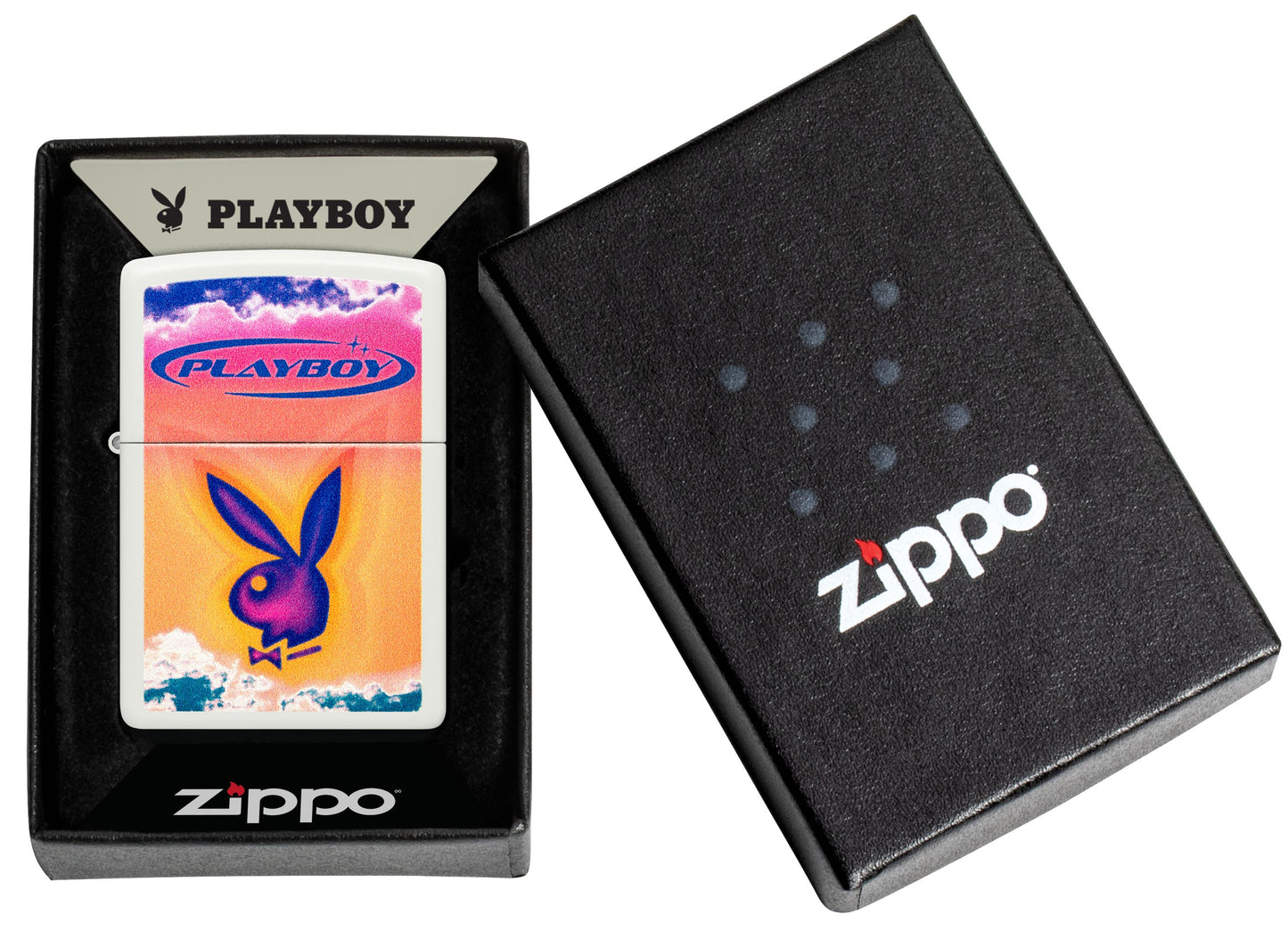 Zippo Playboy Sunset Logo, White Matte Lighter #48744