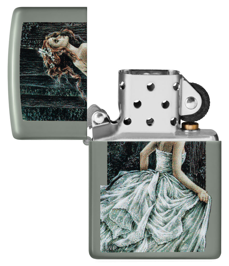 Zippo Victoria Francés Gothic Bride, Sage Green Lighter #48971