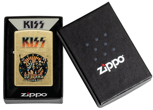 Zippo KISS 50 Years Design, Street Brass Finish Lighter #46738