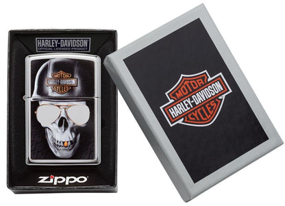 Zippo Harley Davidson Skull with Mirrored Sunglasses, Windproof Lighter #29739