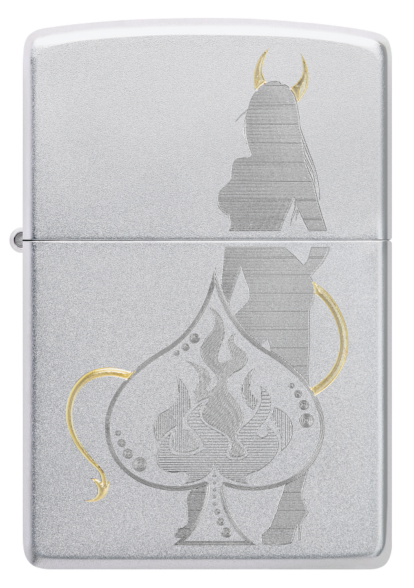 Zippo Casino and Woman Two-Tone Design, Satin Chrome Lighter #48658