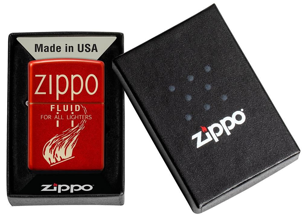 Zippo Retro Lighter Fluid Can Design, Metallic Red Lighter #49586