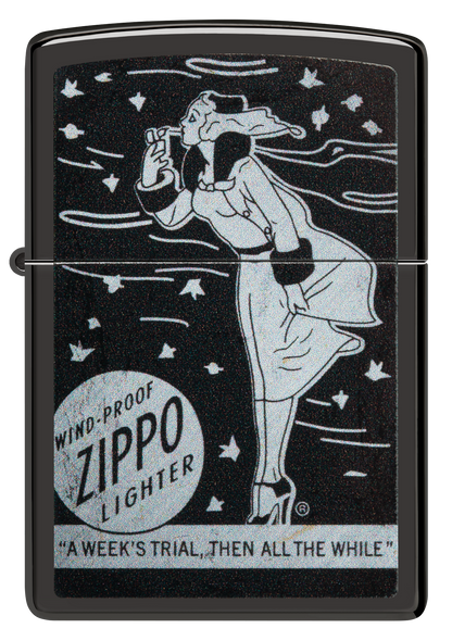 Zippo Windy Girl, High Polish Black Lighter #48456