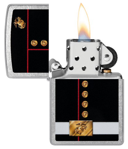 Zippo USA Marines Uniform Design, Street Chrome Lighter #48550