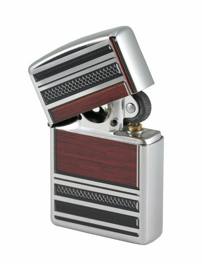 Zippo Steel And Wood Pipe Lighter, High Polish Chrome, Windproof #28676