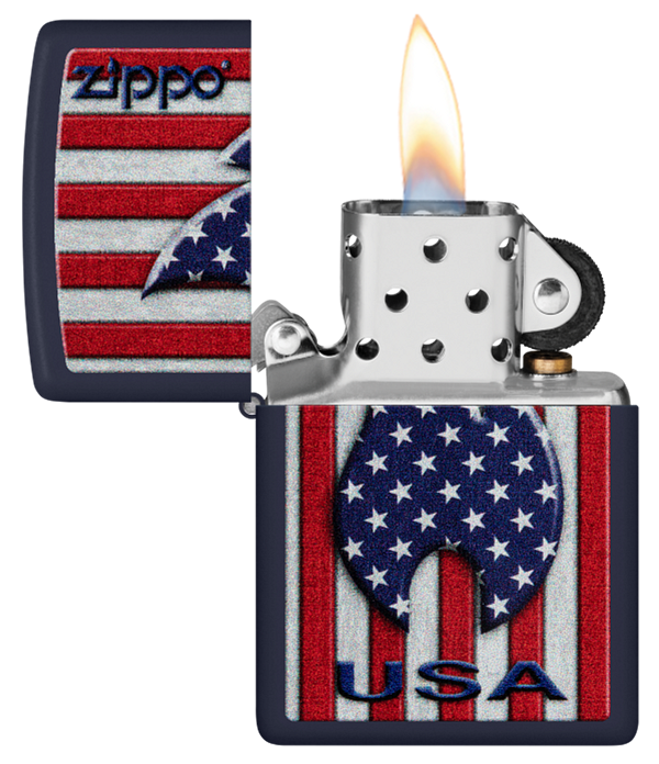 Zippo USA Flag Stars and Stripes Design, Navy Matte Lighter #48560