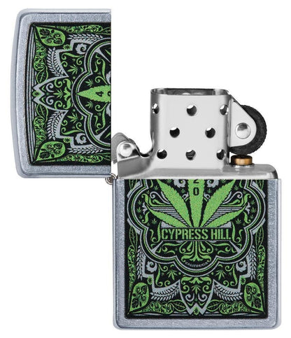 Zippo Cypress Hill Cannabis, Street Chrome, Genuine Windproof Lighter #49010