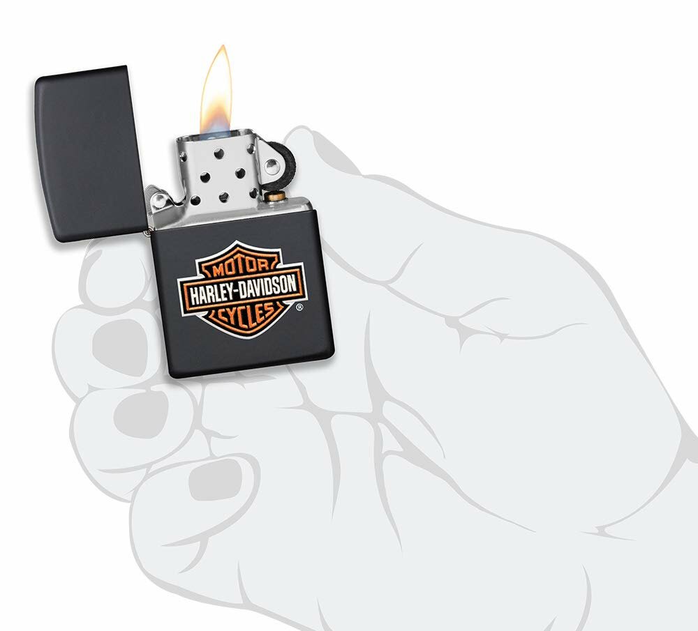 Zippo Harley Davidson Emblem Black Matte Finish Genuine Windproof Lighter #49196