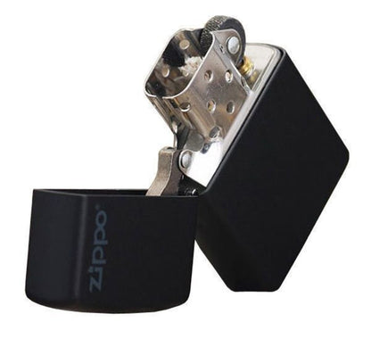 Zippo Black Matte Lighter with Logo #218ZL