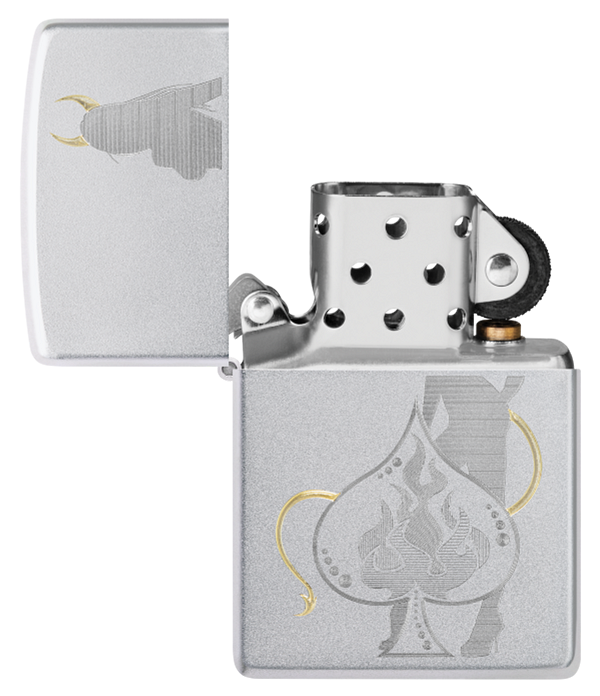 Zippo Casino and Woman Two-Tone Design, Satin Chrome Lighter #48658