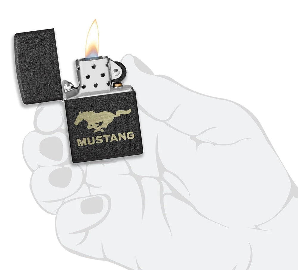 Zippo Ford Mustang Logo, Black Crackle Finish Lighter #49827