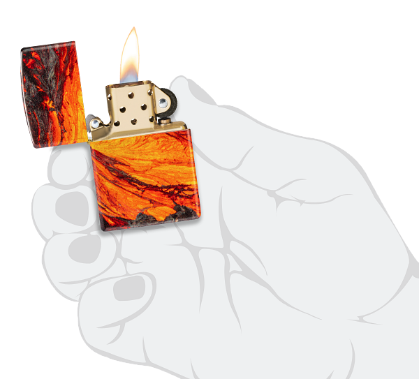 Zippo Fire Lava Flow 540 Design, Tumbled Brass Lighter #48622