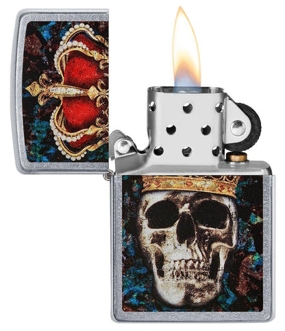 Zippo Skull King Design, Street Chrome Windproof Lighter #49666