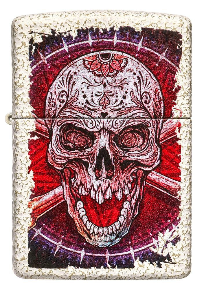 Zippo Skull and Crossbones Design, Mercury Glass Finish Lighter #49410