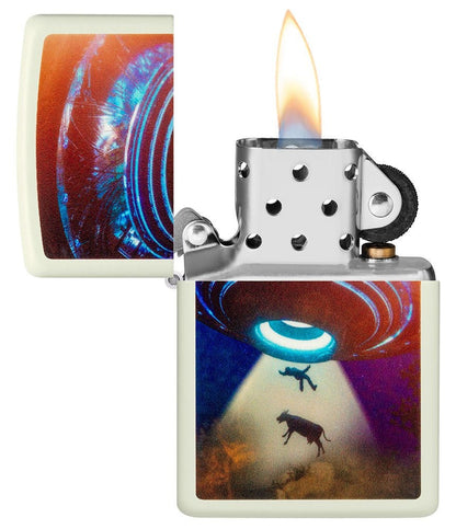 Zippo UFO Alien Abduction Glow-In-The-Dark Windproof Lighter #49838