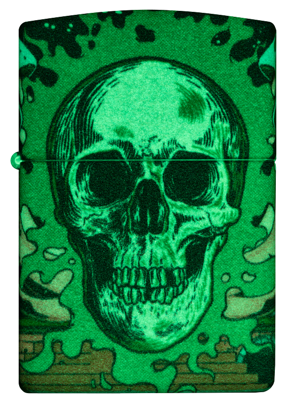 Zippo Glow in the Dark Green Skull 540 Color Design #48640