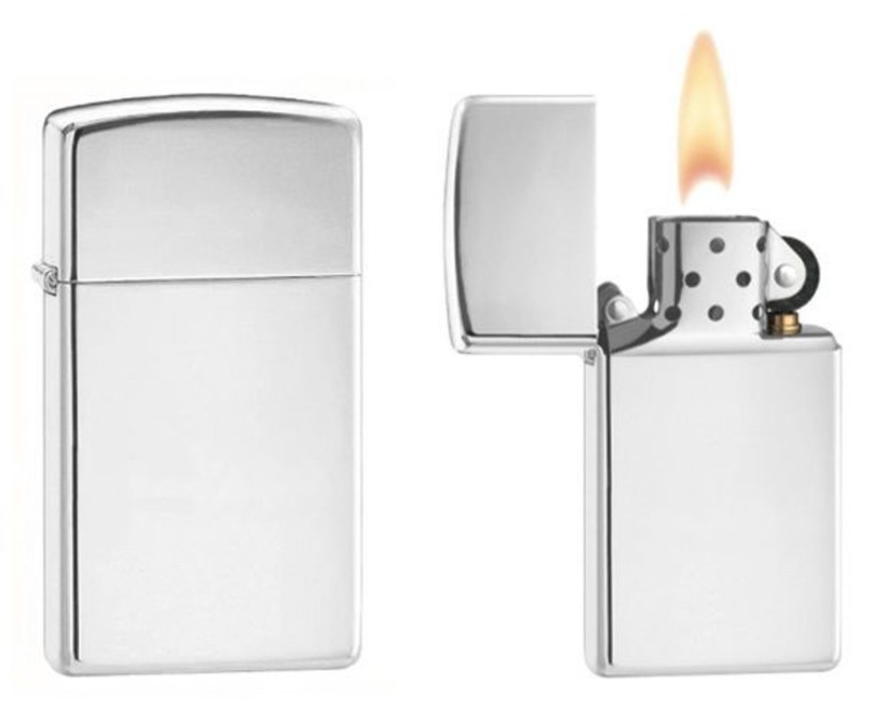 Zippo Slim, High Polish Chrome Finish, Genuine Windproof Slim Lighter #1610