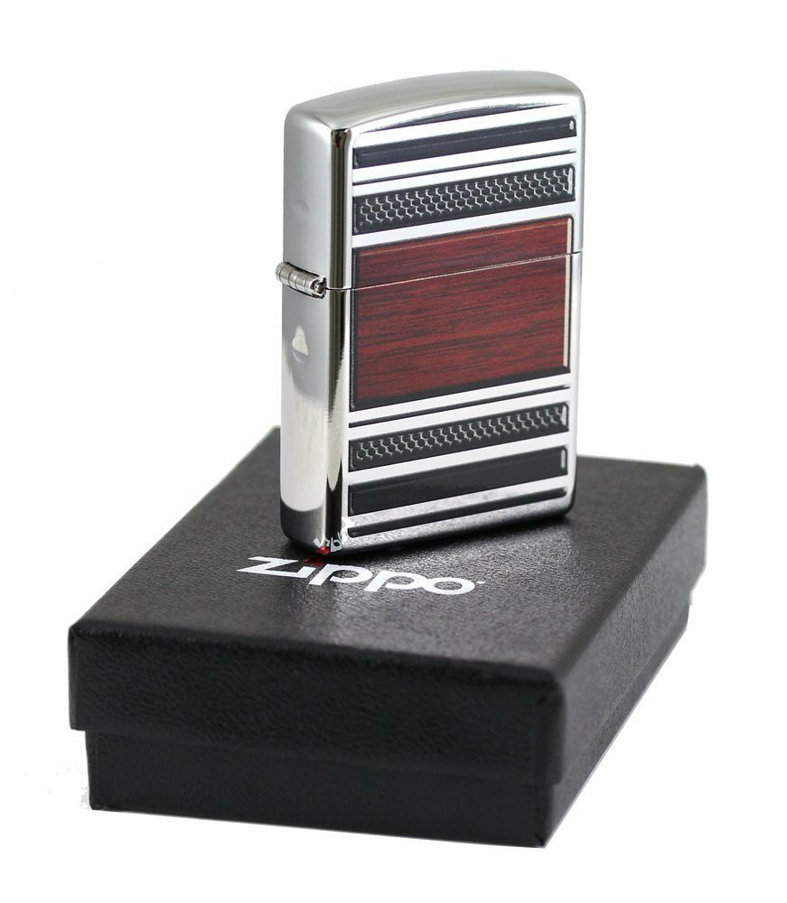 Zippo Steel And Wood Pipe Lighter, High Polish Chrome, Windproof #28676