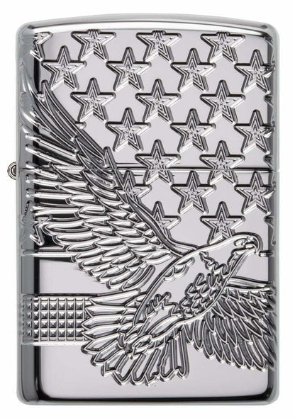 Zippo Patriotic Eagle American Flag USA, 360° Engraved, Genuine Lighter #49027