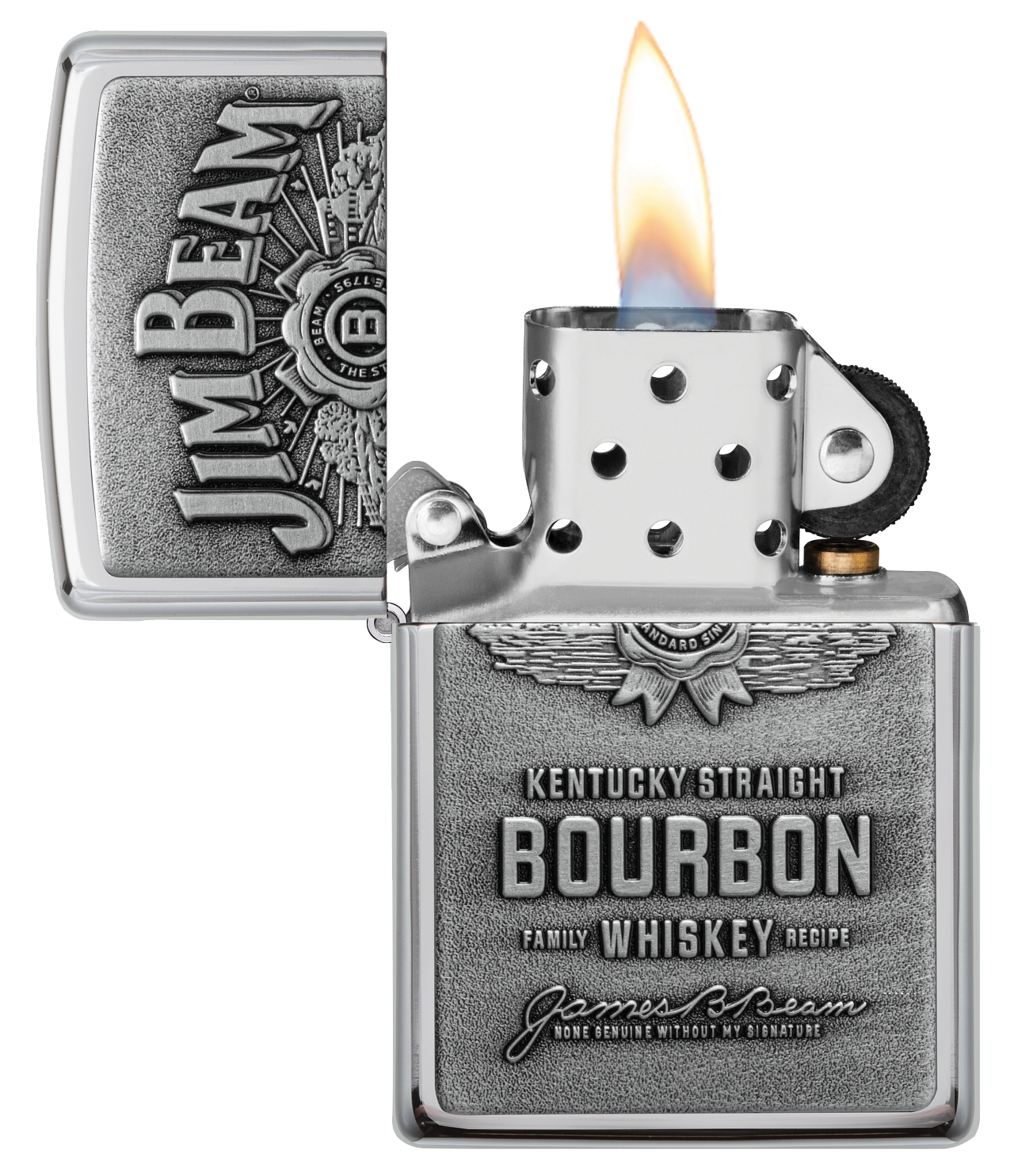 Zippo Jim Beam Bourbon Whiskey Emblem, High Polish Chrome Lighter #250JB.928