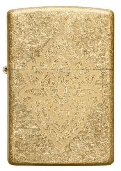 Zippo Henna Tattoo Laser Engraved, Tumbled Brass Finish Windproof Lighter #49798