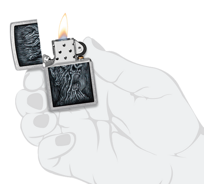 Zippo Horror Skull Tree, Street Chrome Lighter #48681