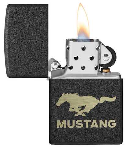 Zippo Ford Mustang Logo, Black Crackle Finish Lighter #49827