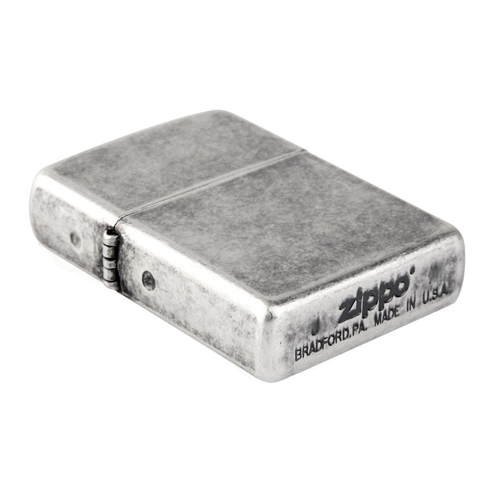 Zippo Antique Silver Plate Lighter, Reg Flat Bottom #121FB