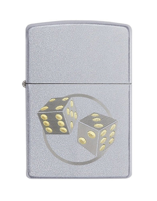 Zippo Dice Pocket Lighter, Satin Chrome, Refillable Windproof #29412