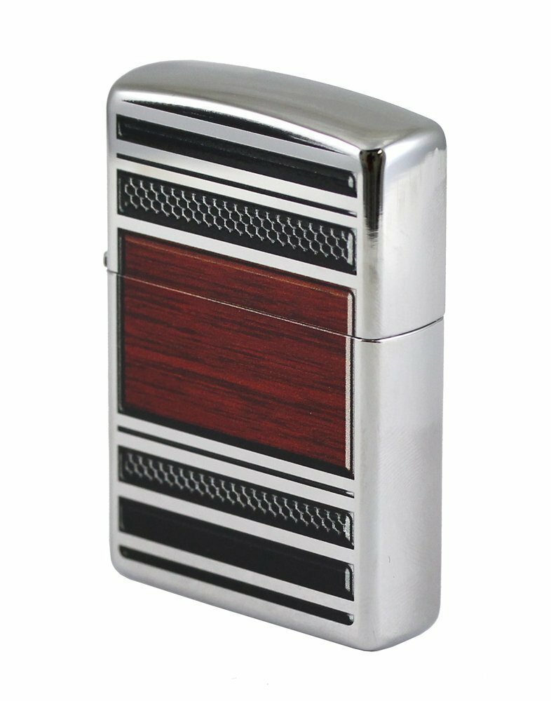 Zippo Steel And Wood Pipe Lighter, High Polish Chrome, Windproof #28676