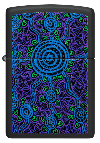 Zippo John Smith Gumbula Black Light Design, Black Matte Lighter #48625