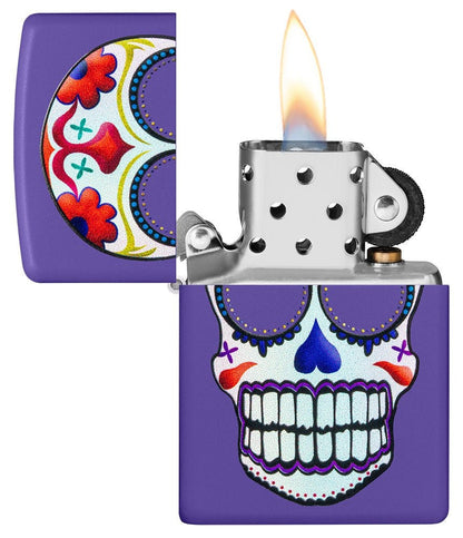 Zippo Sugar Skull Design, Purple Matter Finish Windproof Lighter #49859