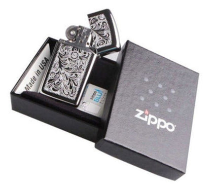 Zippo Slim Chrome Venetian Design, Good For Engraving, Genuine Lighter #1652